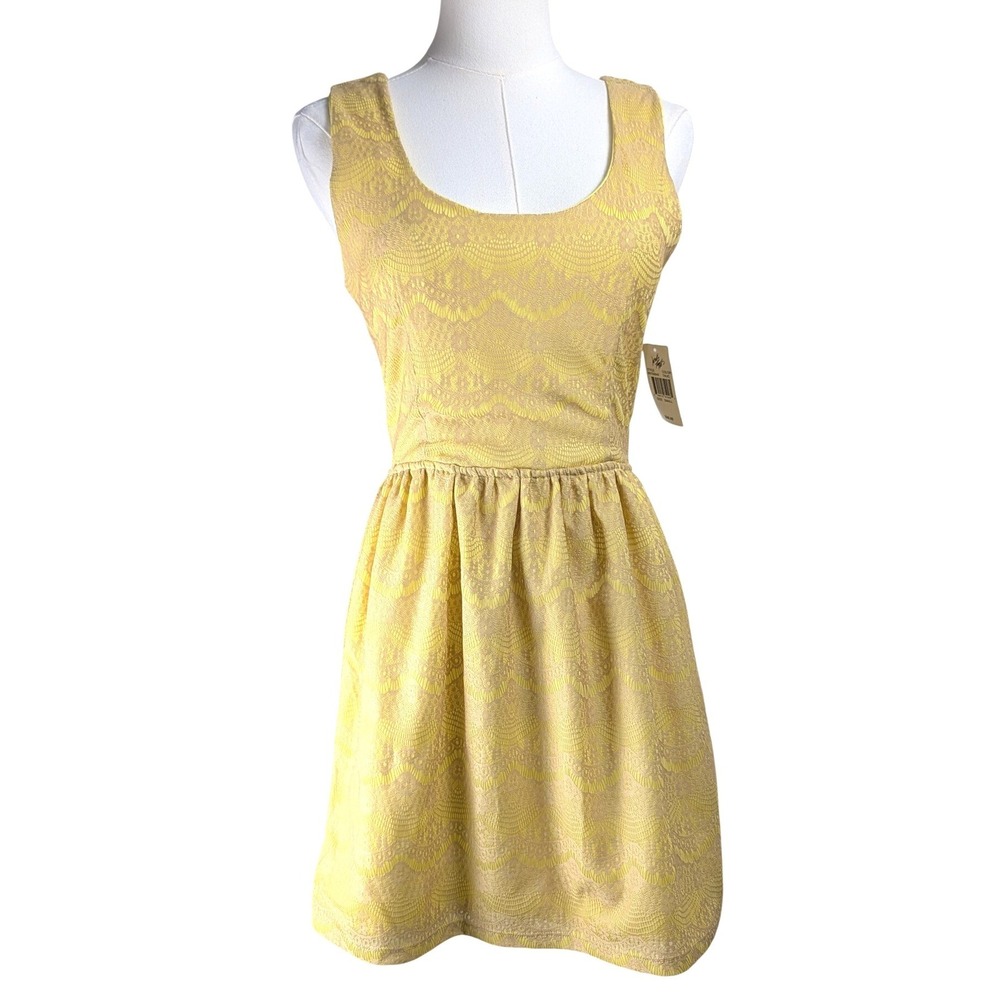 Eight Sixty Eight Yellow Lace Fit Flare Dress Womens Small NWT Made USA
